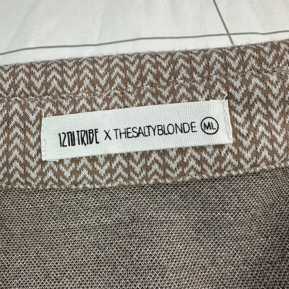 12th Tribe x The Salty Blonde Shirt Jacket Womens Medium Herringbone Button Up - Picture 3 of 5